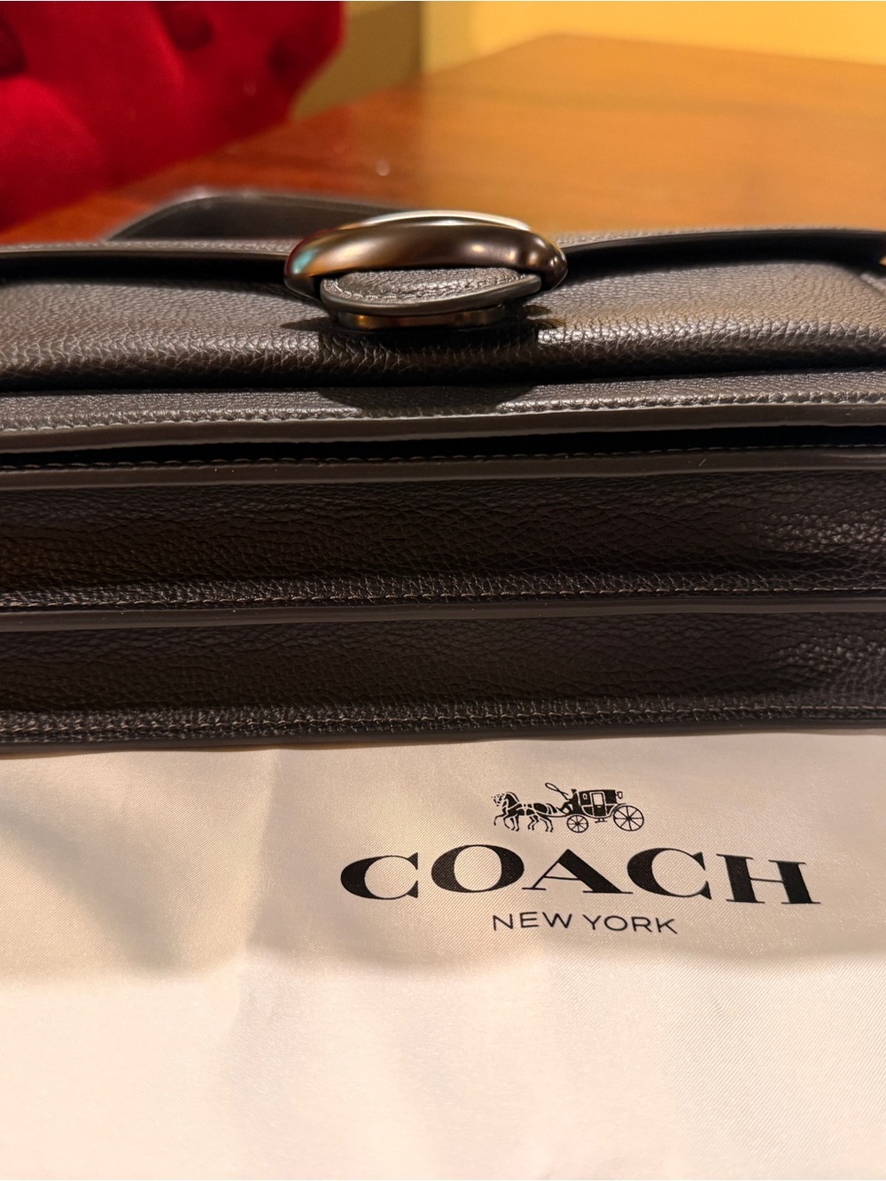 Coach Tabby Black Pebbled Leather Shoulder Bag with Signature C Buckle nwot - Picture 2 of 5